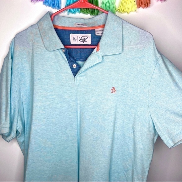 Penguin Men’s Light Blue Pull On Collared Polo Sleeve Shirt Size Extra Large - Picture 6 of 11